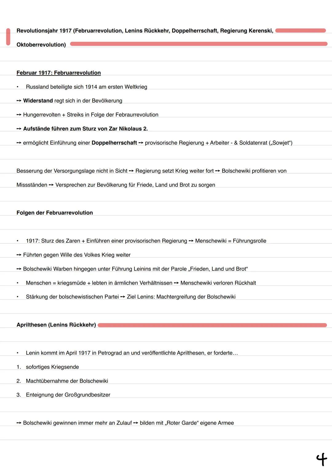Abitur Lernzettel
1 Russische Revolution
Merkmale Krise (nach Vierhaus)
* Krisen sind offene Prozesse → ihre Geschwindigkeit, ihr Ausgang ni