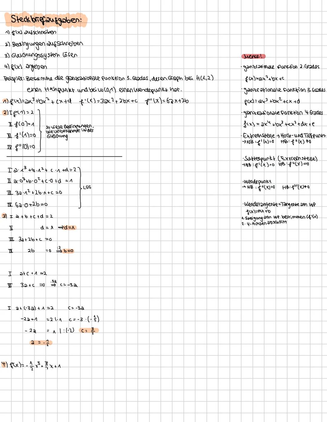 Steckbriefaufgaben Mathematik
