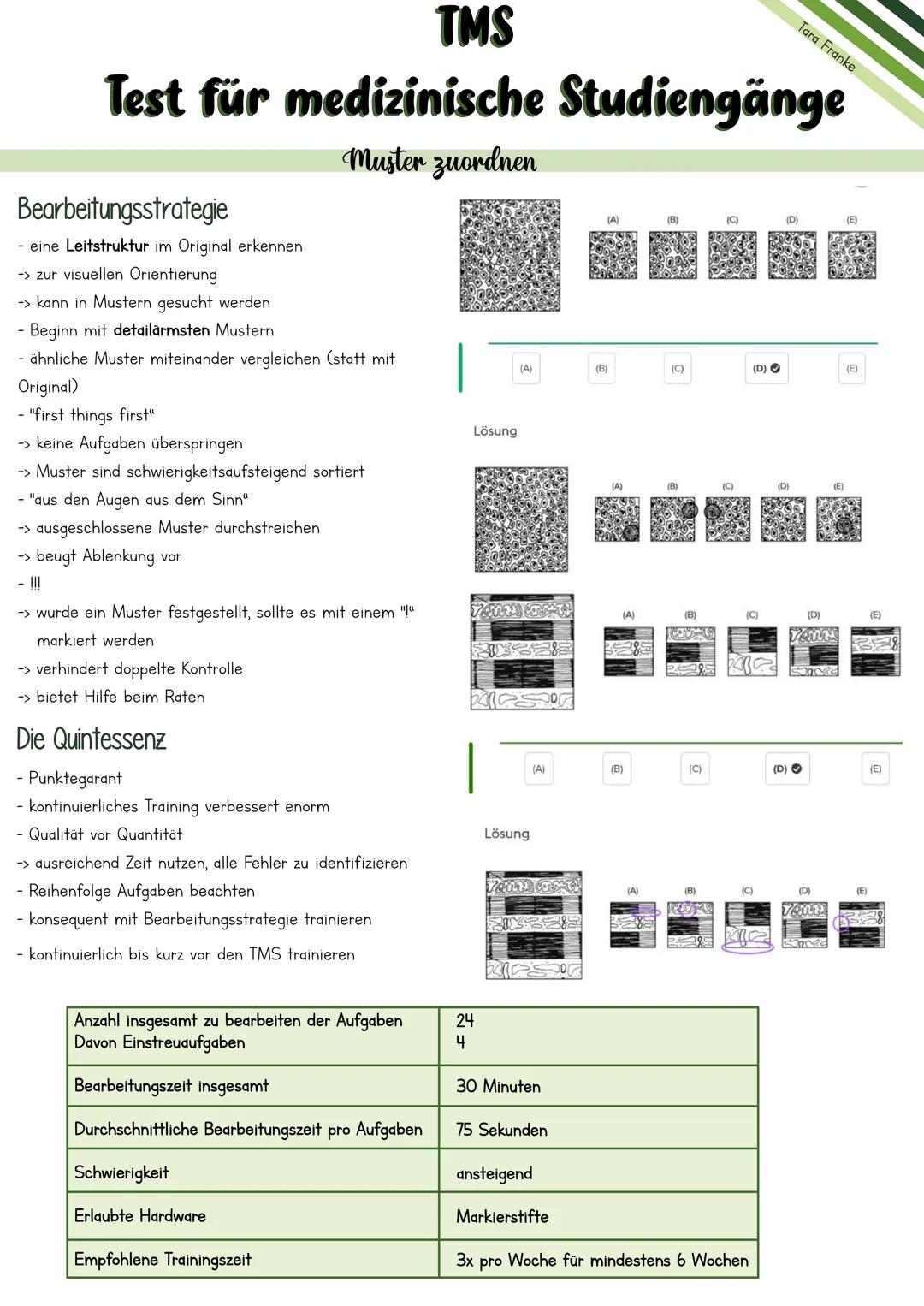 # TMS
Test für medizinische Studiengänge
Tara Franke
Mai 2025 --- OCR Start ---
Lernzettel
Zusammenfassung..
4
Muster zuordnen
7
Bearbeitu