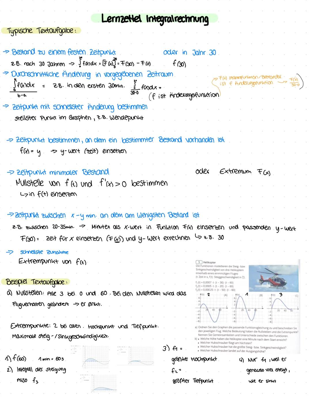 Ableitungen:
f(x) = 2x"
Lernzettel Integralrechnung
Erste Ableitung f'(x)= 8x³ Steigung
-Zweite Ableitung f"G) = 24x² Krümmungsverhalten
D