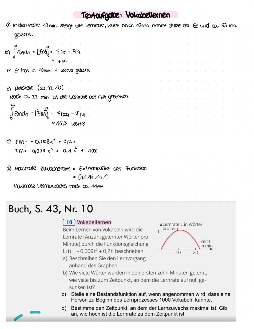 Ableitungen:
f(x) = 2x"
Lernzettel Integralrechnung
Erste Ableitung f'(x)= 8x³ Steigung
-Zweite Ableitung f"G) = 24x² Krümmungsverhalten
D