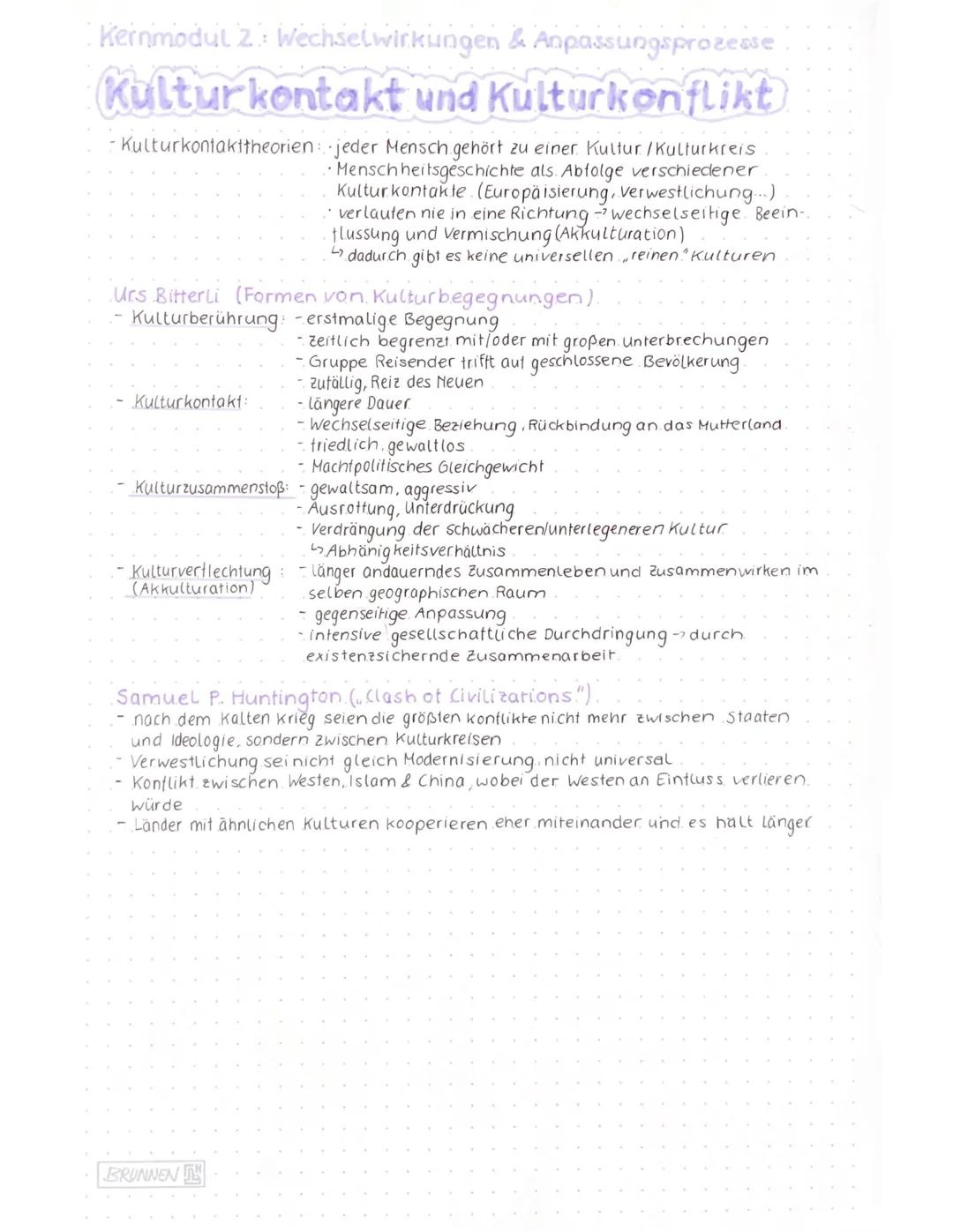 # Kernmodul 2: Wechselwirkungen & Anpassungsprozesse
# Kulturkontakt und Kulturkonflikt
- Kulturkontakttheorien jeder Mensch gehört zu ein