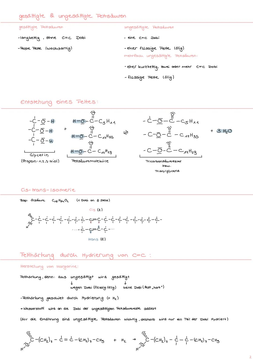 # Q 2.3 Fette
Überblick über die Substanzklasse der Fette
- Ester aus Glycerin (Alkohol) und Fettsäuren (Säuren): (durch Kondensation)
- F