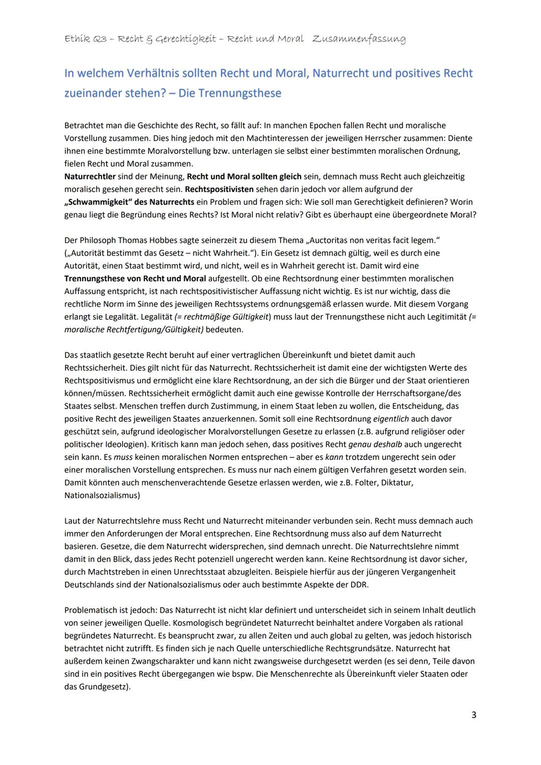 Ethik Q3 - Recht & Gerechtigkeit - Recht und Moral Zusammenfassung
Was ist Recht und welche Funktionen erfüllt das Recht?
Recht soll das Ver
