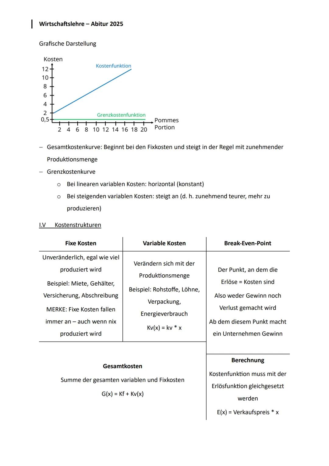 --- OCR Start ---
Wirtschaftslehre - Abitur 2025
Lernzettel - Abiturprüfung am 05.05.2025
Q1
Produktion
1. Planung des Fertigungsprogramms u