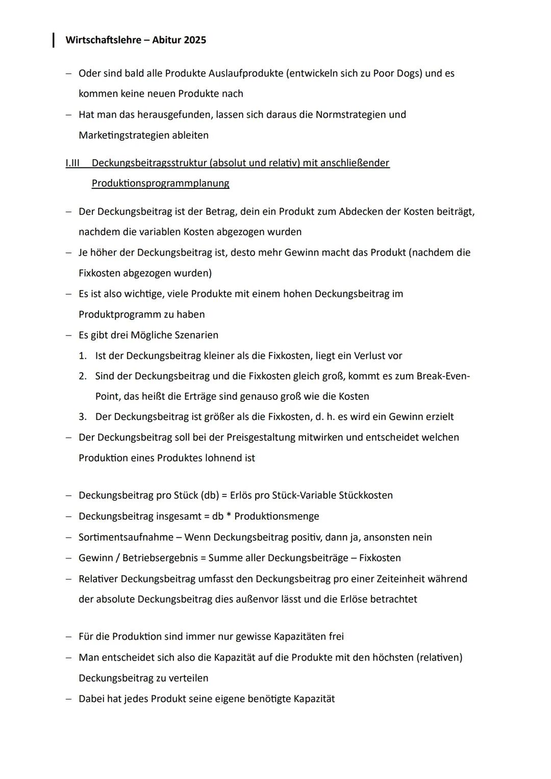 --- OCR Start ---
Wirtschaftslehre - Abitur 2025
Lernzettel - Abiturprüfung am 05.05.2025
Q1
Produktion
1. Planung des Fertigungsprogramms u