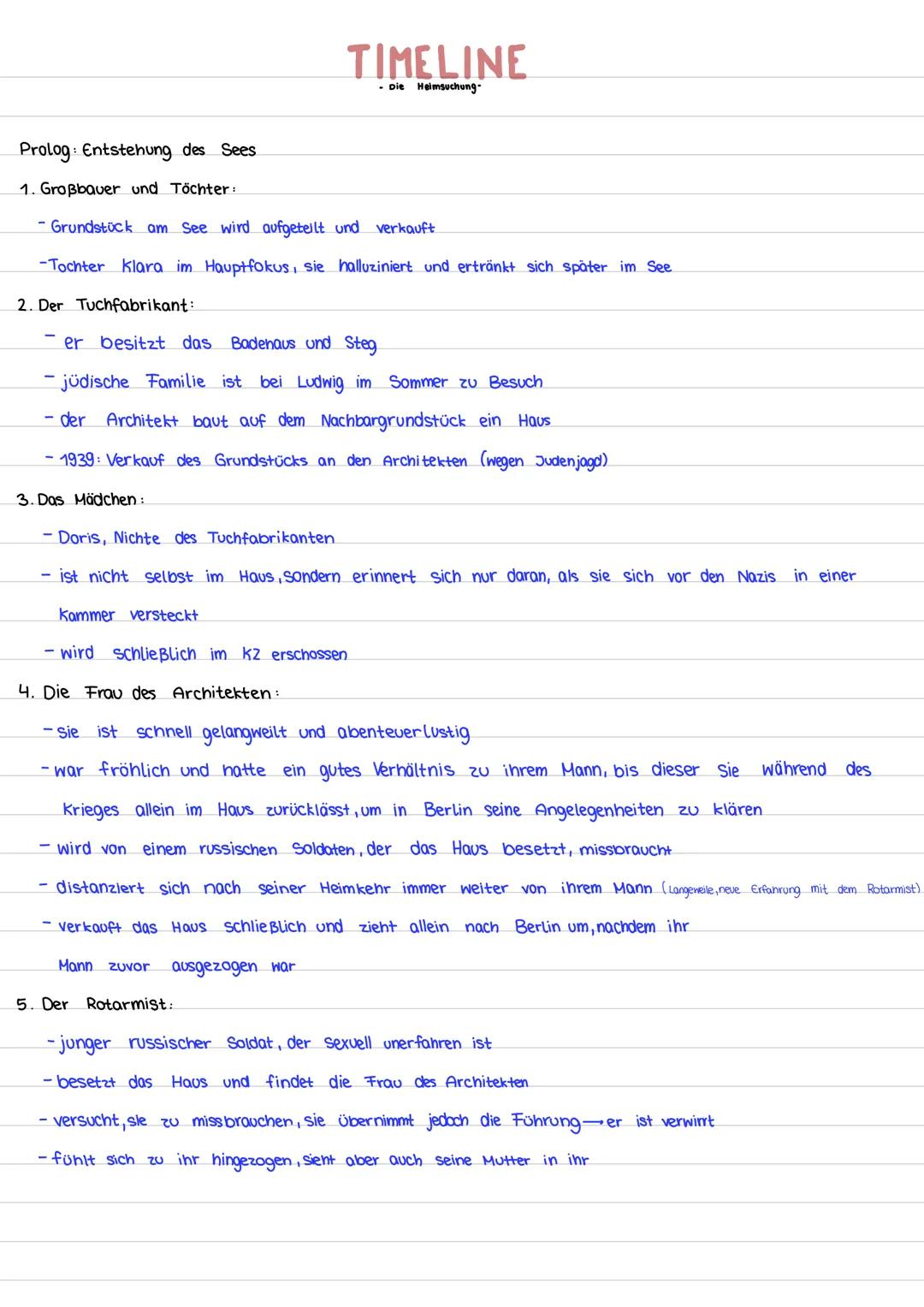 Die Heimsuchung von Jenny Erpenbeck, Timeline