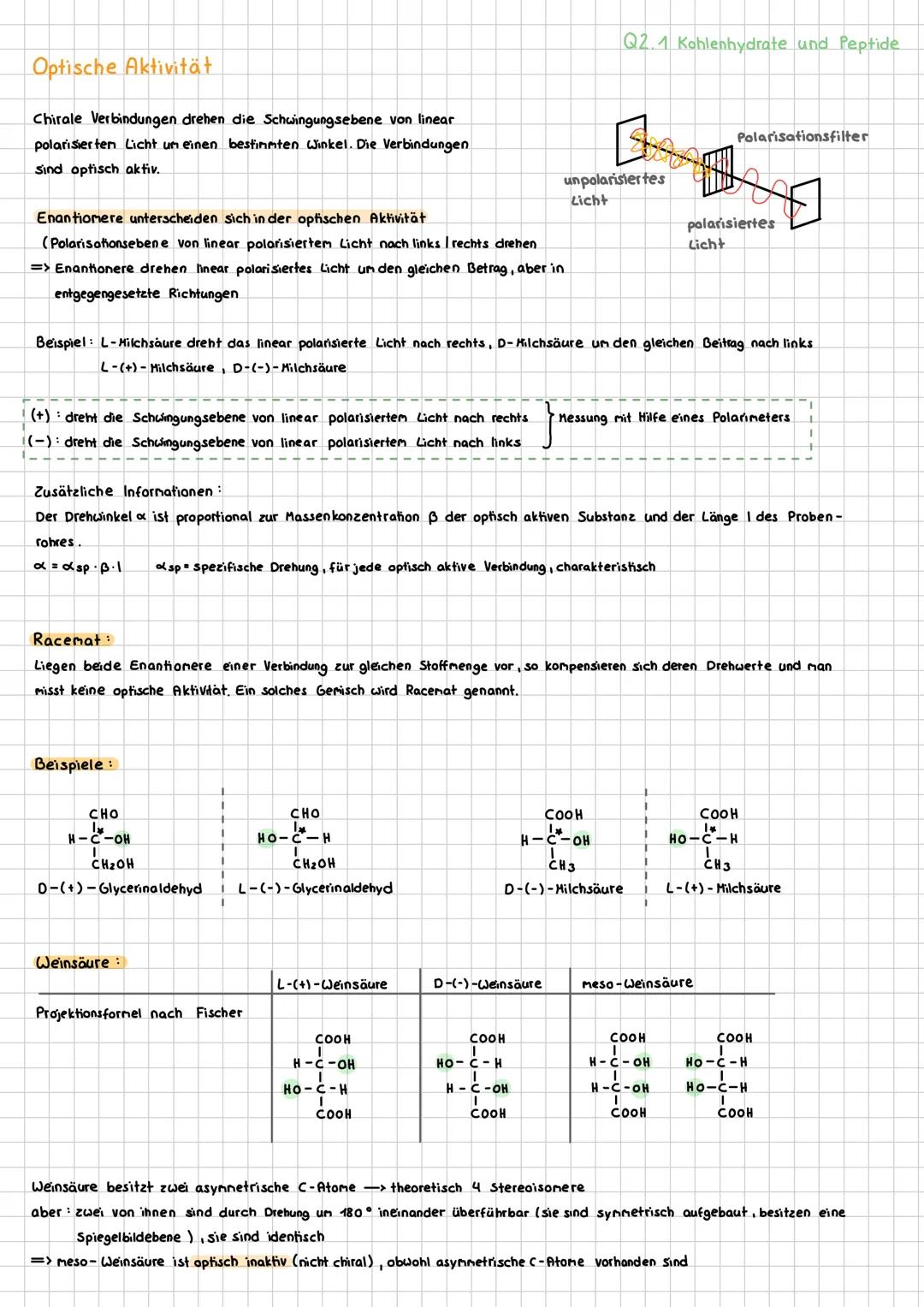 --- OCR Start ---
Q2 Naturstoffe und Synthesechemie
Q2.1 Kohlenhydrate und Peptide
Traubenzucker, Rohrzucker und Stärke gehören zur Stoffkla
