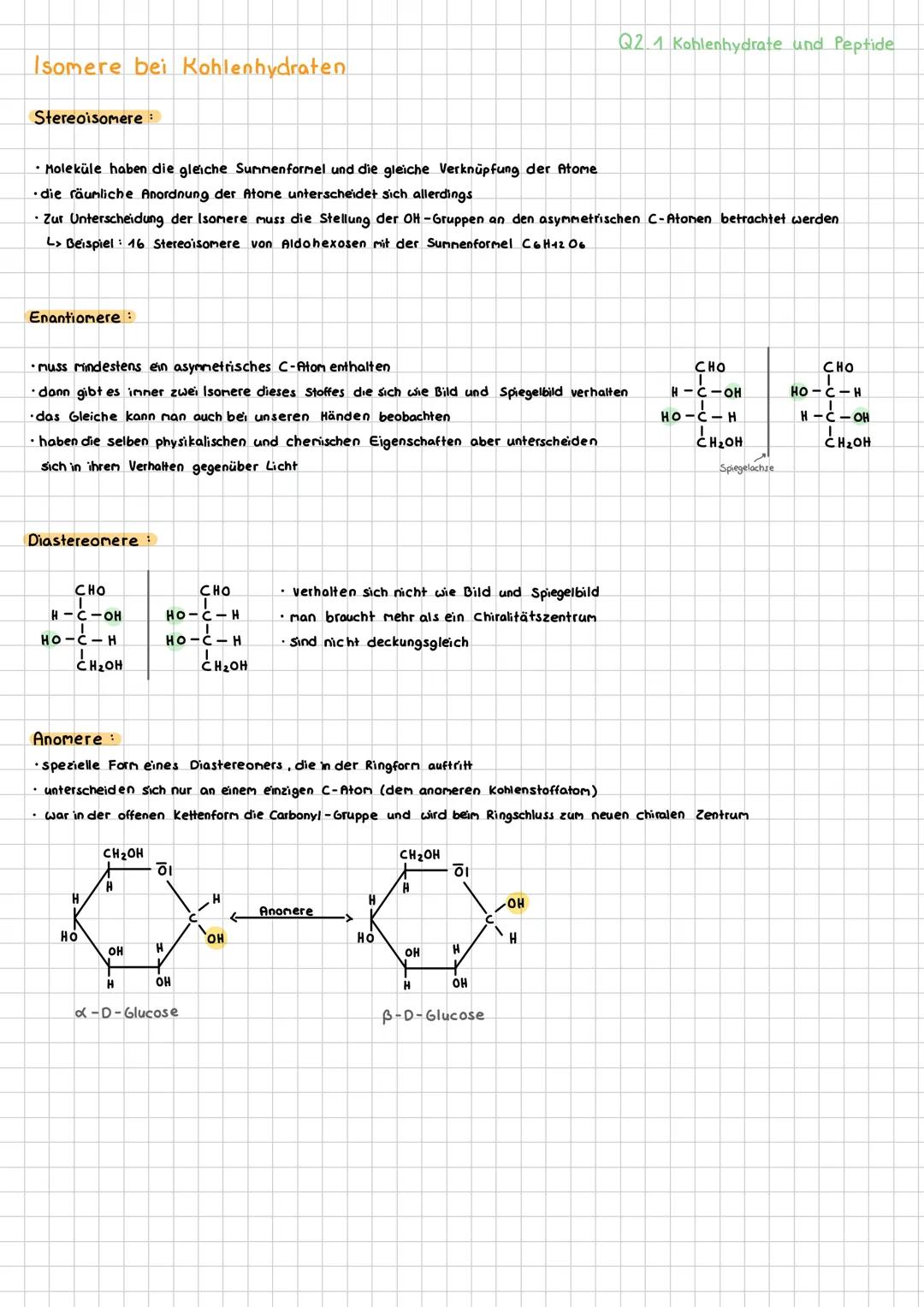 --- OCR Start ---
Q2 Naturstoffe und Synthesechemie
Q2.1 Kohlenhydrate und Peptide
Traubenzucker, Rohrzucker und Stärke gehören zur Stoffkla