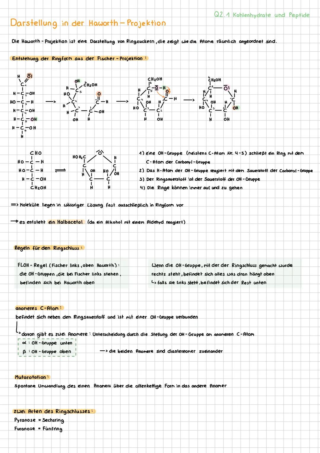 --- OCR Start ---
Q2 Naturstoffe und Synthesechemie
Q2.1 Kohlenhydrate und Peptide
Traubenzucker, Rohrzucker und Stärke gehören zur Stoffkla