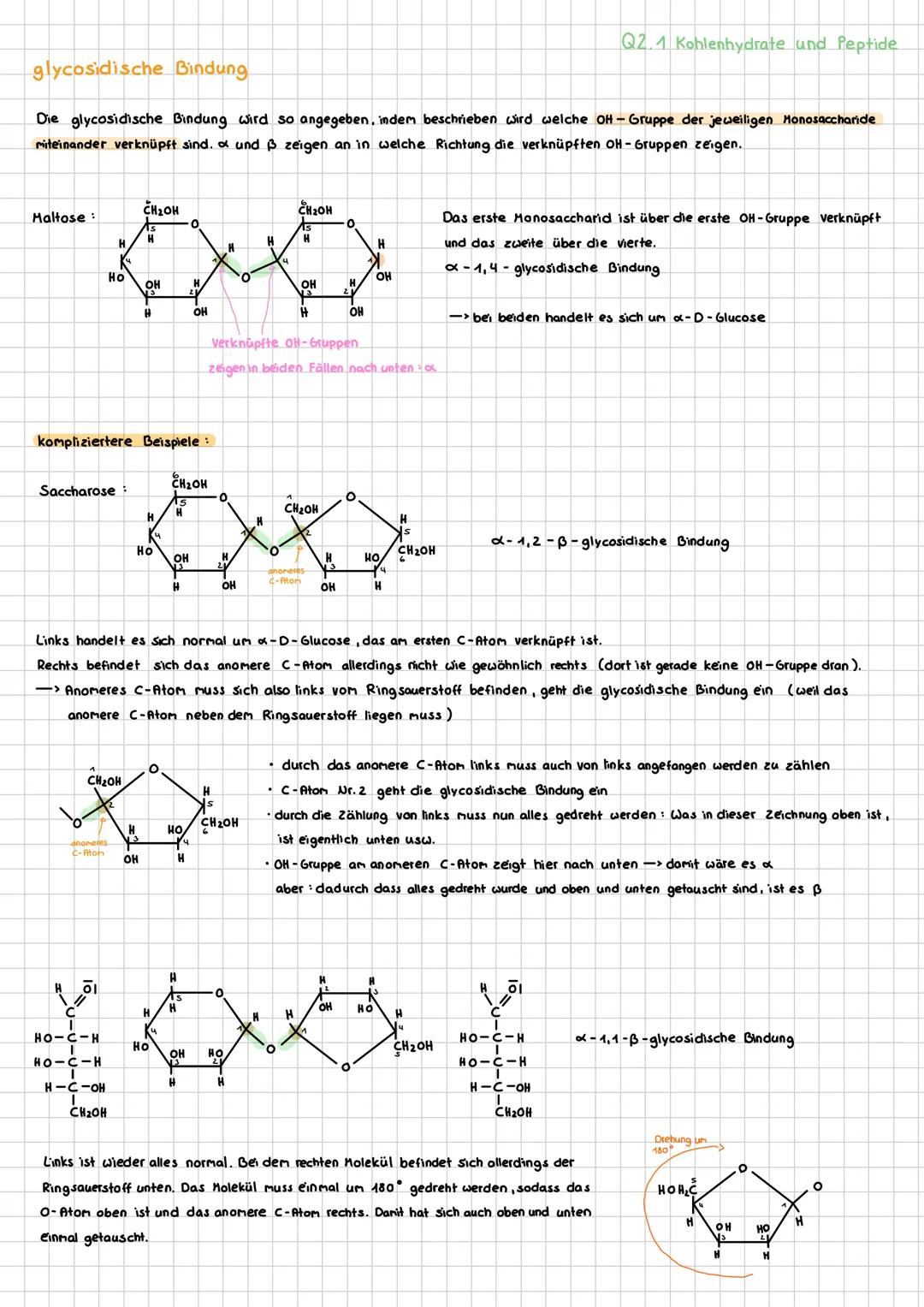 --- OCR Start ---
Q2 Naturstoffe und Synthesechemie
Q2.1 Kohlenhydrate und Peptide
Traubenzucker, Rohrzucker und Stärke gehören zur Stoffkla