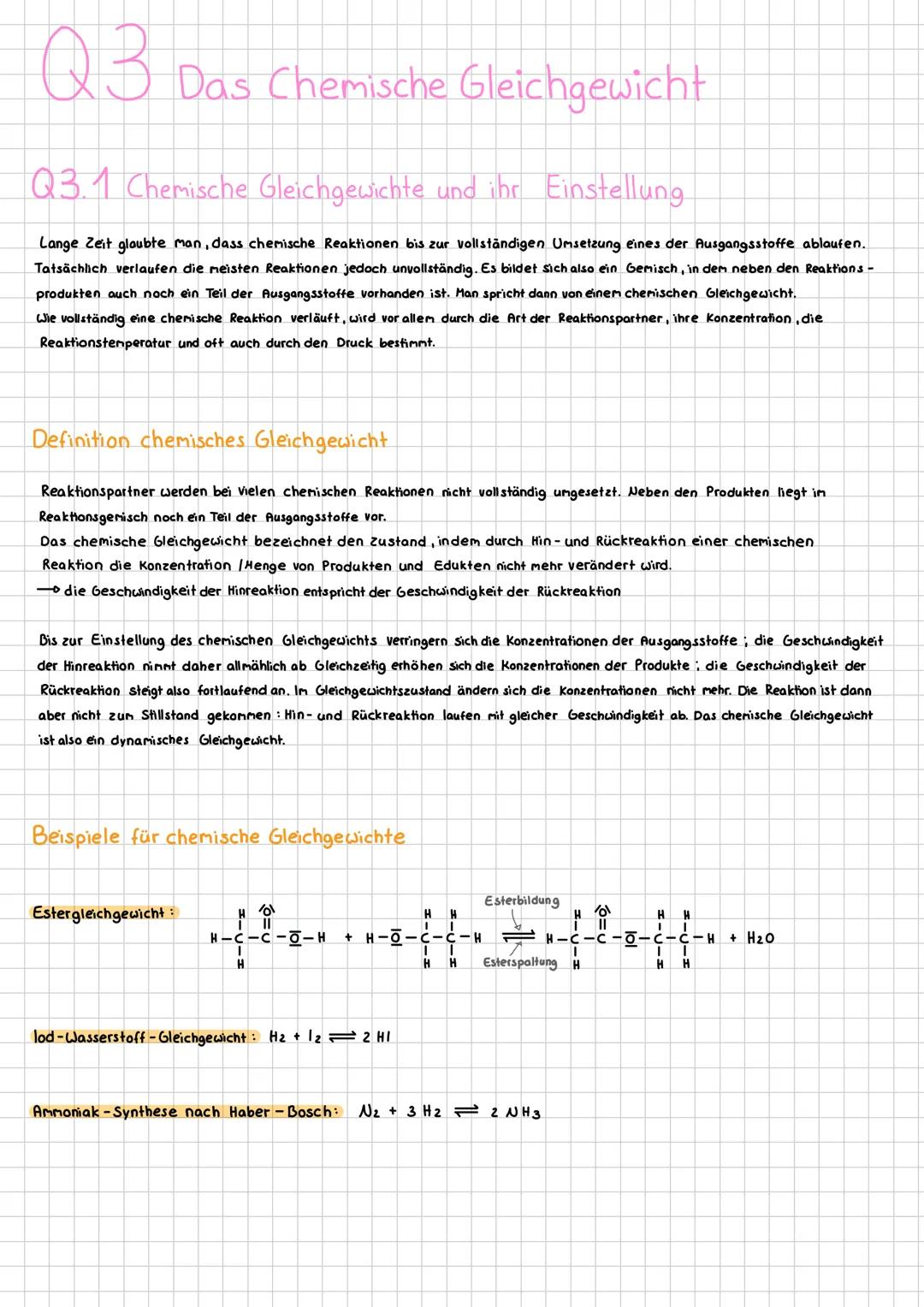 # Q3 Das Chemische Gleichgewicht
# Q3.1 Chemische Gleichgewichte und ihr Einstellung
Lange Zeit glaubte man, dass chemische Reaktionen bis z