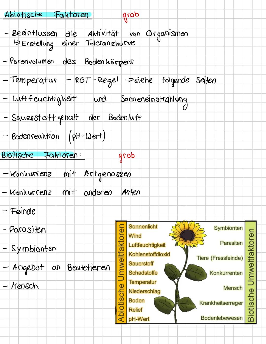 # Ökologie --- OCR Start ---
Inhaltsverzeichnis
•
Biotop und Biozönose: biotische und abiotische Faktoren
Einfluss ökologischer Faktoren auf