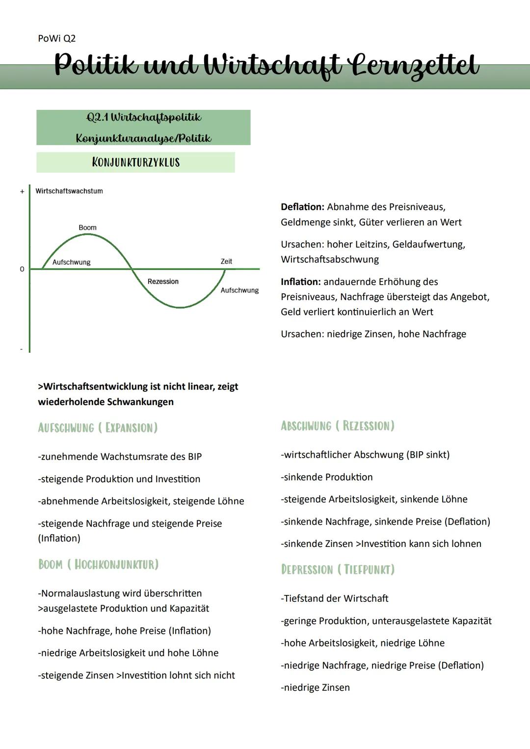 PoWi LK Abitur 2025 Hessen Q2 Konjunktur/NO WP, AO WP, Arbeitsmarkt und Traifpolitik