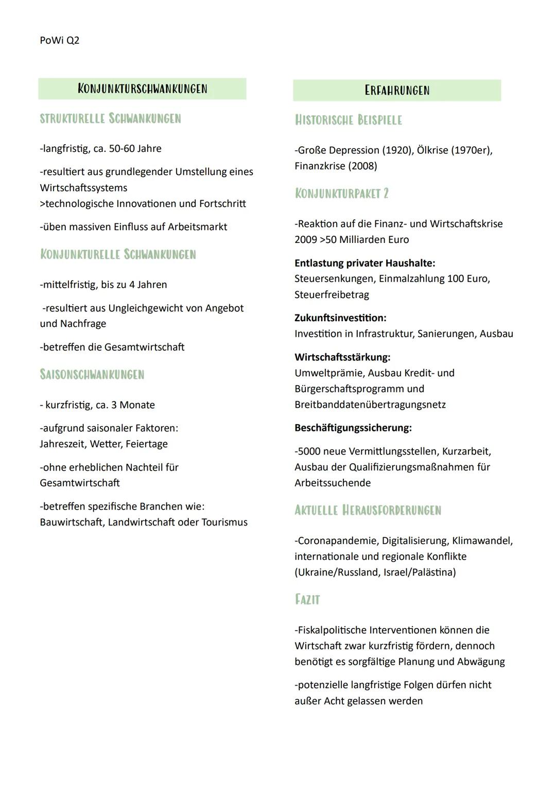 --- OCR Start ---
PoWi Q2
Politik und Wirtschaft Lernzettel
Q2.1 Wirtschaftspolitik
Konjunkturanalyse/Politik
KONJUNKTURZYKLUS
Wirtschaftswa