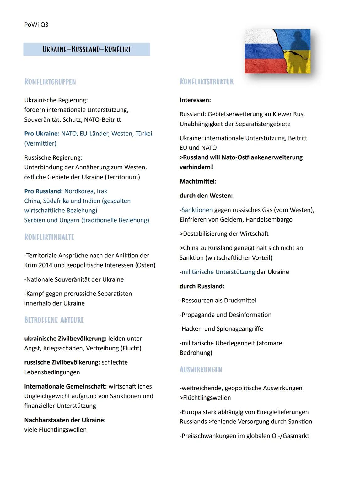 --- OCR Start ---
PoWi Q3
Politik und Wirtschaft Lernzettel
Q3.1 Internationale Konflikte und
Konfliktbearbeitung
KRIEG
KRIEGSKONSTELLATIONE