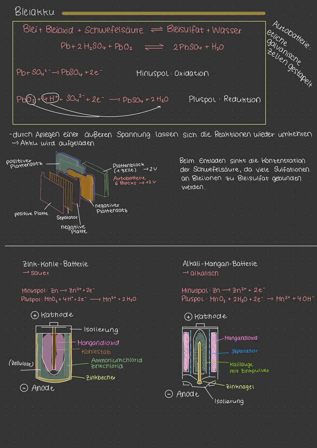 Q2 K1)
# Zusammenfassung Elektrochemie
Redoxreaktion
Oxidationszani steigt: Oxidation $\rightarrow$ Elektronenabgabe
Sinkt: Reduktion. $\ri