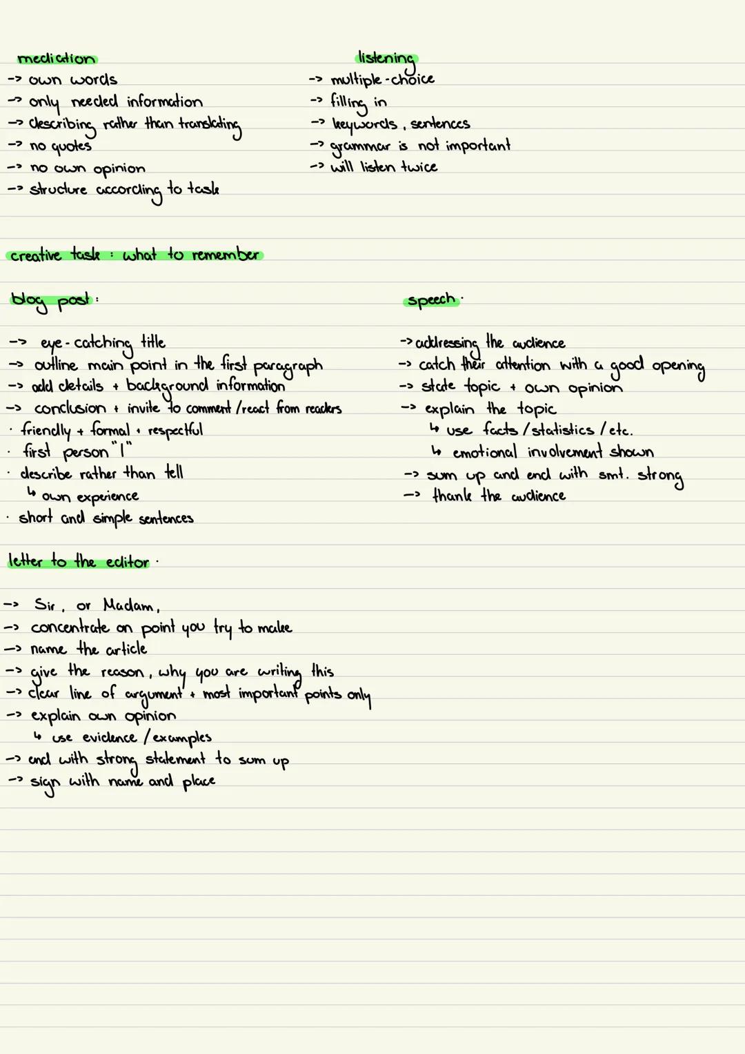 writing an ANALYSIS
Structure:
A.
Summary
→ introductory sentence (textform, title, author, time, place)
→ most important aspect / content w