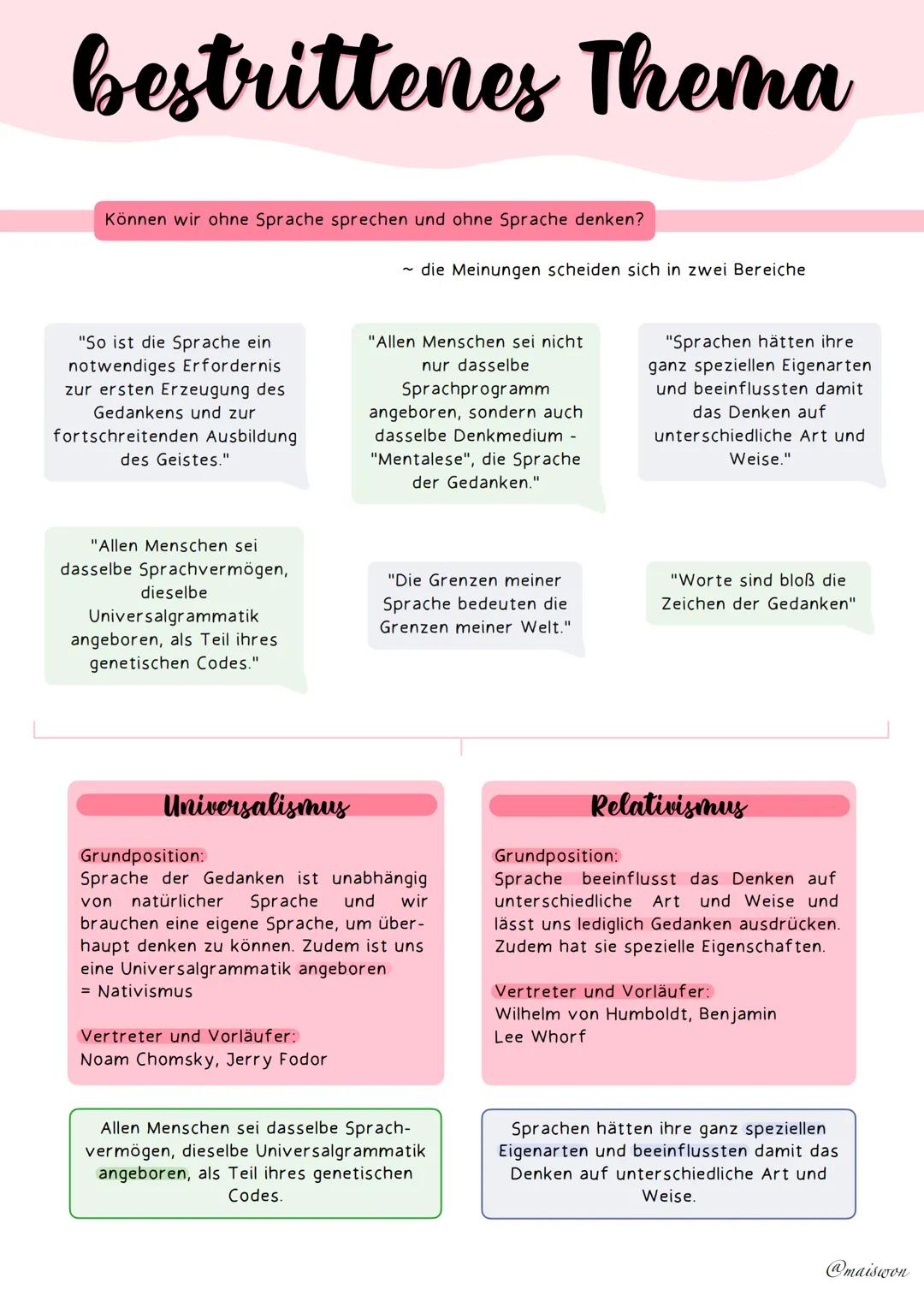 sprache, denken
und
wirklichkeit # bestrittenes Thema
Können wir ohne Sprache sprechen und ohne Sprache denken?
~ die Meinungen scheiden s