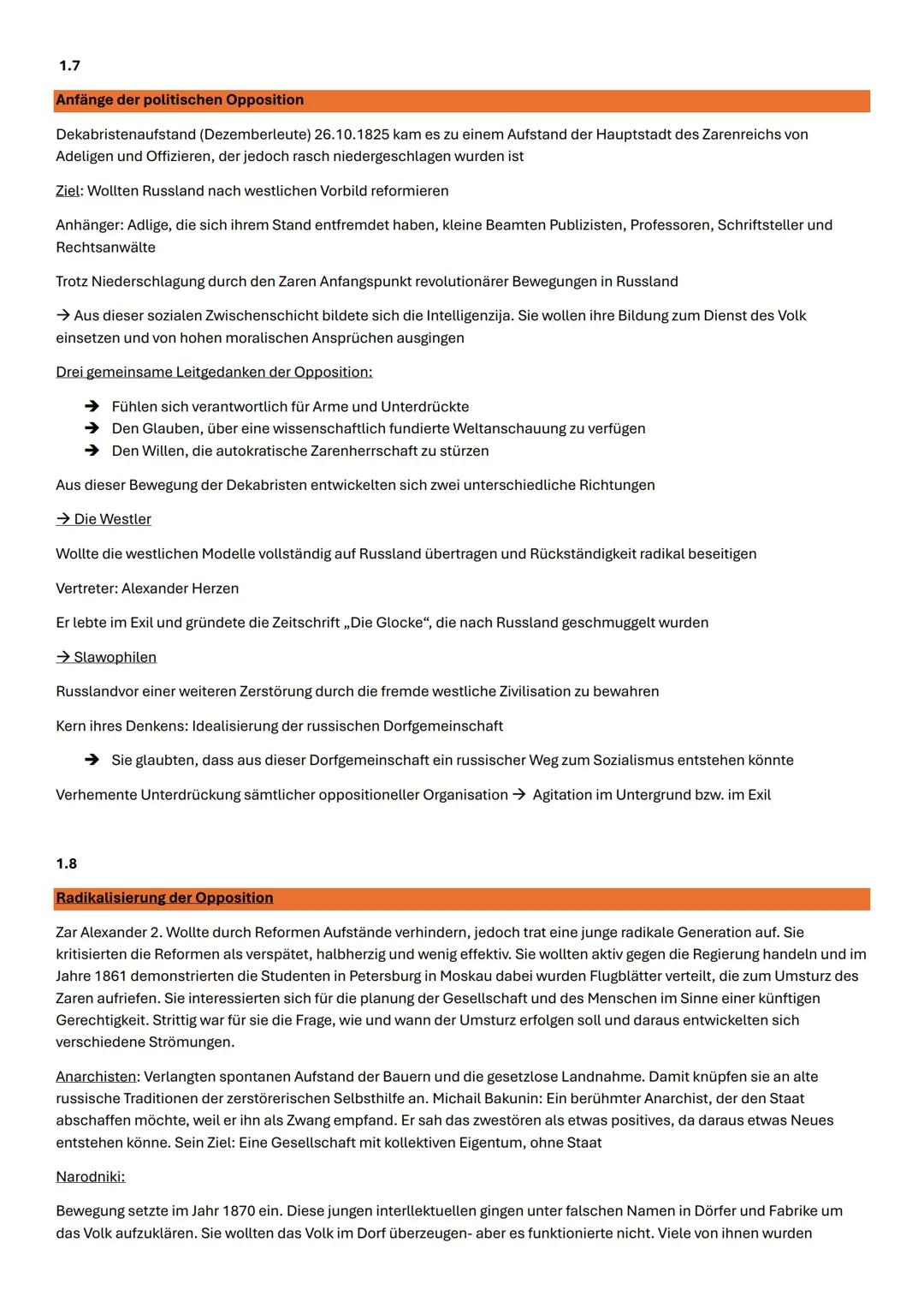 1
Personen im Zarenreich
Zar
Zeit
Wichtiges
Alexander 1.
1825-1855
Erst Antrieb auf Reform, dann
Verzicht auf Veränderungen, um
den Adel nic