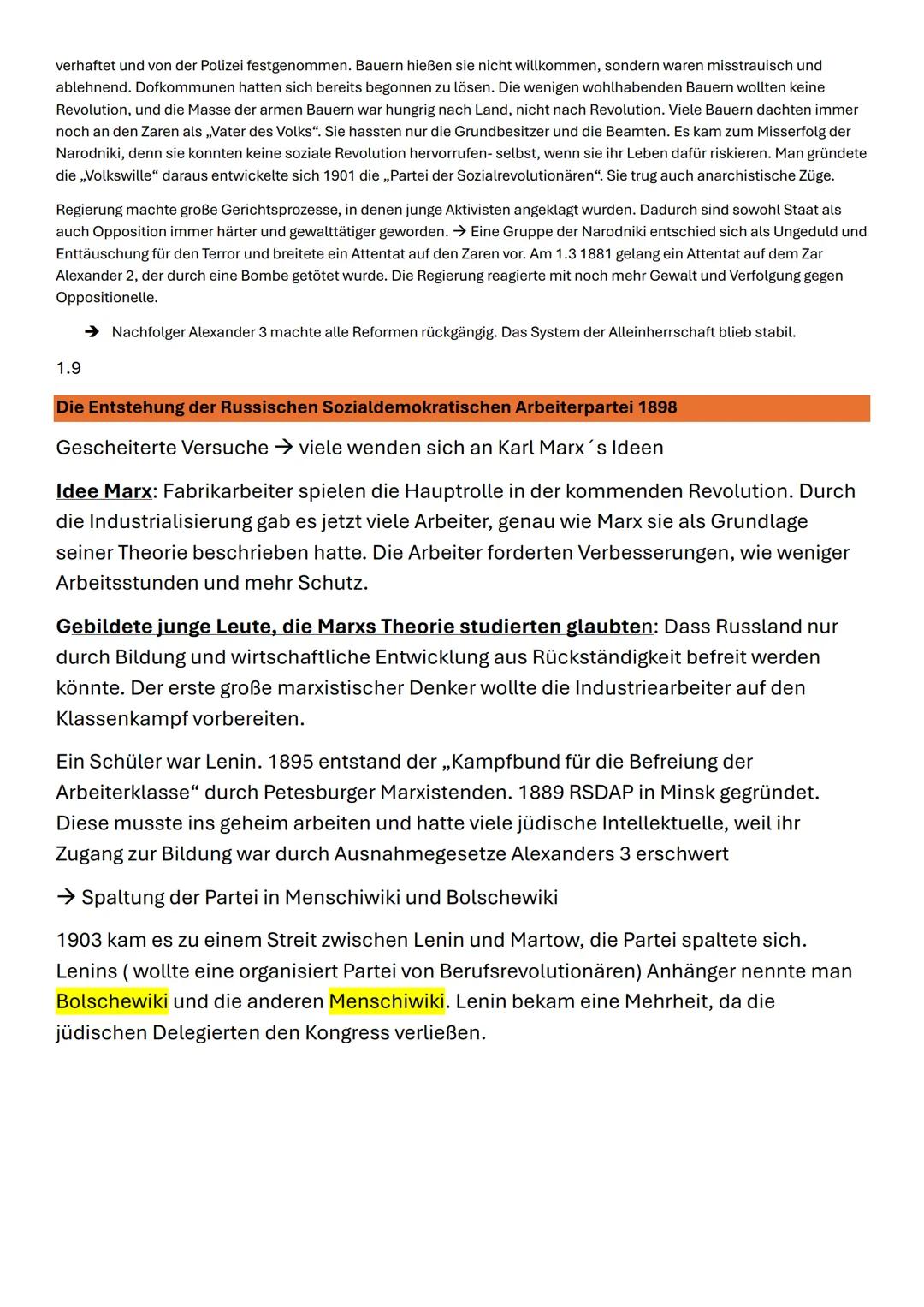 1
Personen im Zarenreich
Zar
Zeit
Wichtiges
Alexander 1.
1825-1855
Erst Antrieb auf Reform, dann
Verzicht auf Veränderungen, um
den Adel nic