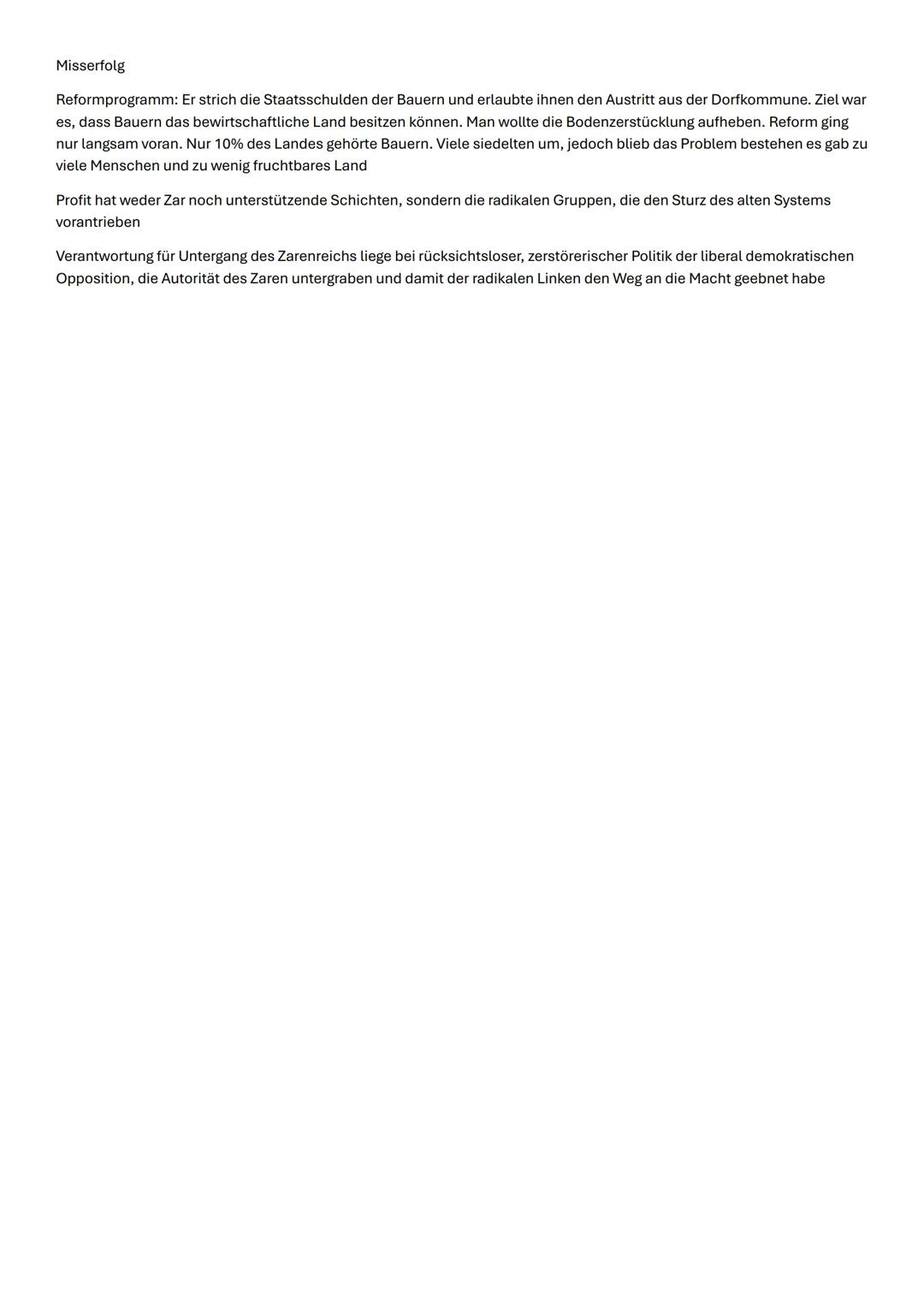 1
Personen im Zarenreich
Zar
Zeit
Wichtiges
Alexander 1.
1825-1855
Erst Antrieb auf Reform, dann
Verzicht auf Veränderungen, um
den Adel nic