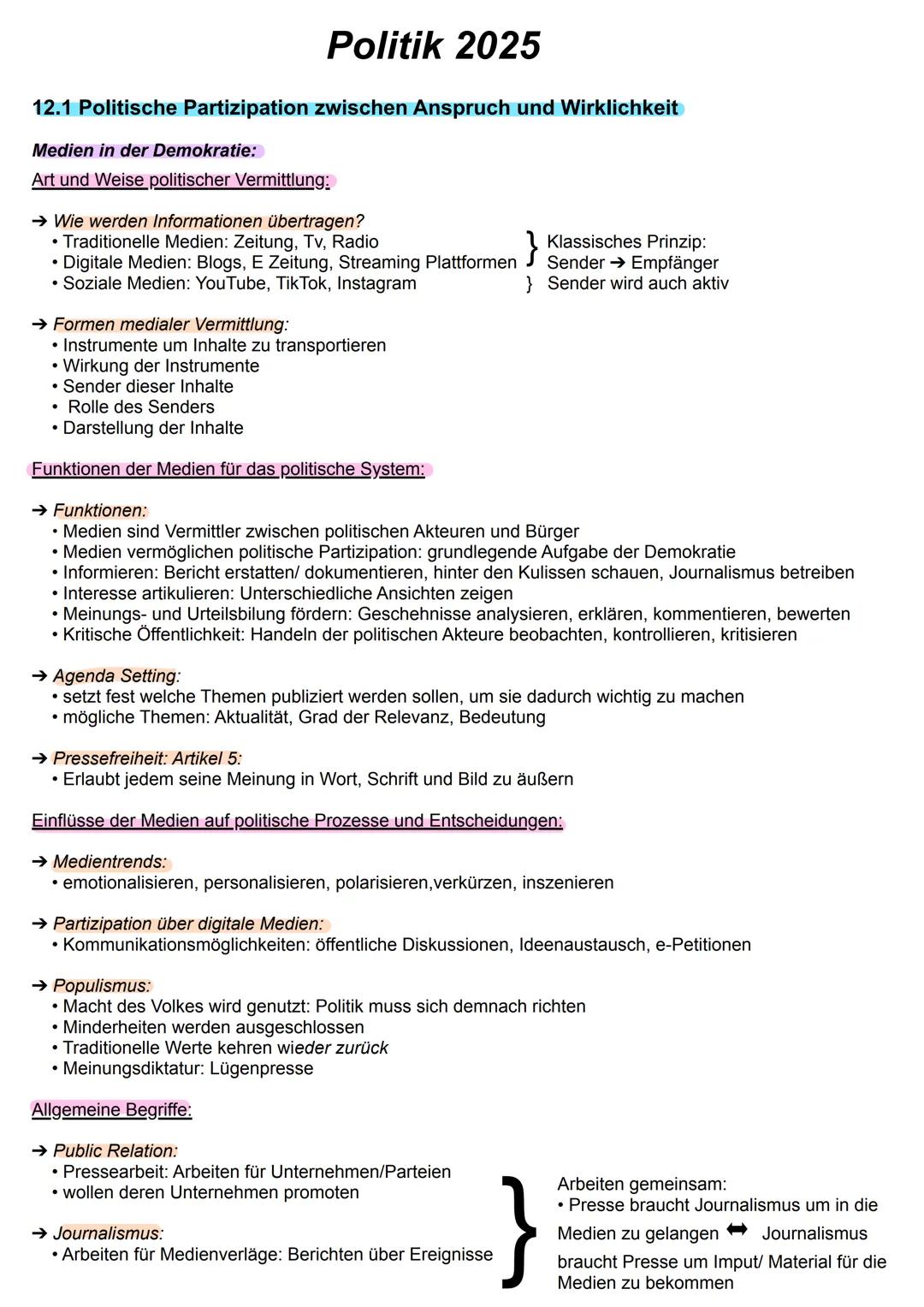 Politik Abiturzusammenfassung Niedersachsen 2025