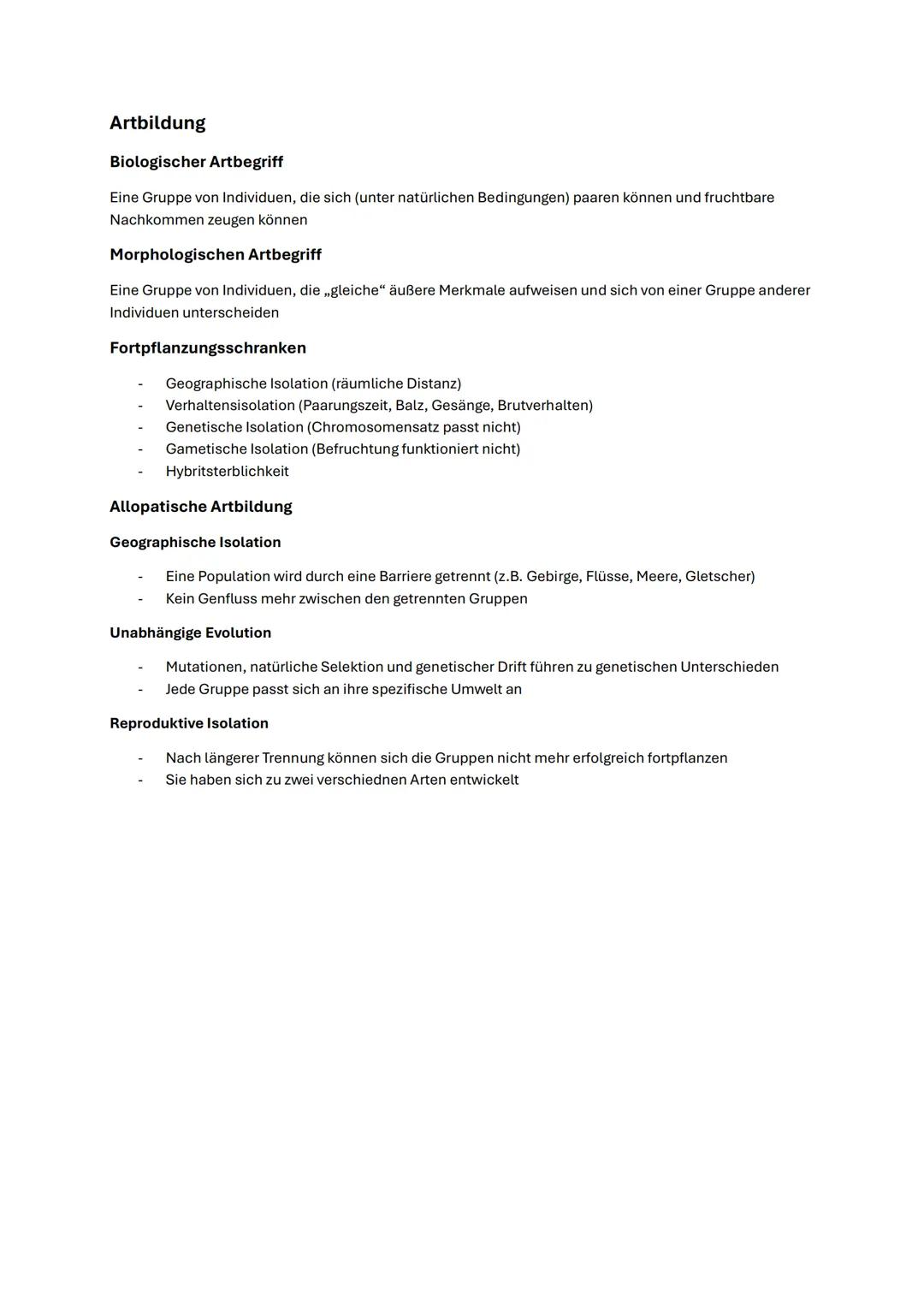 Abitur Biologie NRW 2025 Evolution
Begriffe
Population
Genpool
Mutation
Rekombination
Selektion
Migration
Isolierung
Allelfrequenz
Reprodukt