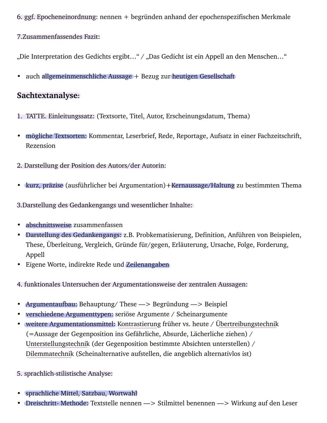 6. ggf. Epocheneinordnung: nennen + begründen anhand der epochenspezifischen Merkmale
7.Zusammenfassendes Fazit:
„Die Interpretation des Ged