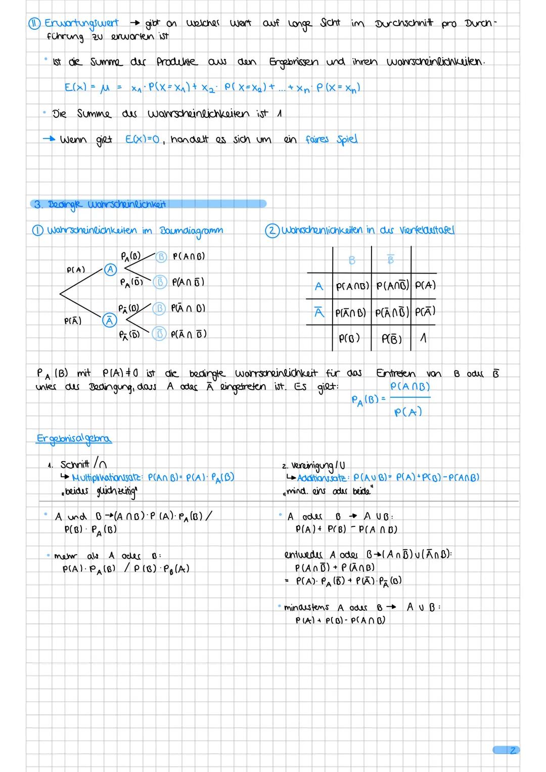 3. Stochastik
Kapitel Grundlagen des Wahrscheinlichkeitsrechnung
1. Elementore Kombinatorik  S. 1
2. Pfadregeln und Erwortungswert S. 1
3. B