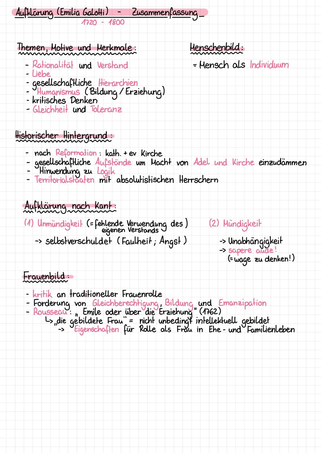 Dramatik: Emilia Galotti - Zusammenfassung
Einleitung: 1772 Gotthold Ephraim Lessing, bürgerliches Trauerspiel ("Emilia
Galotti"); Aufkläru