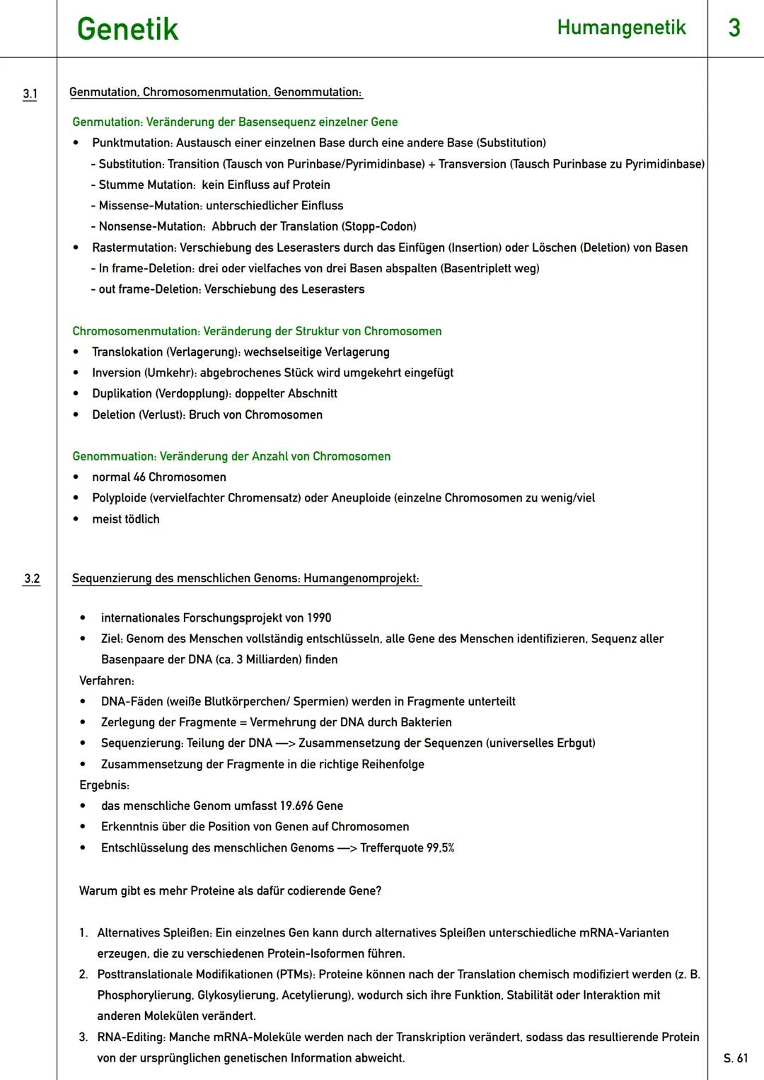 # Genetik
Qualifikationsphase (Q2) # Genetik
Wiederholung
0 Wiederholung - Grundlagen der Genetik:
* Gen: Abschnitt der DNA, der für e