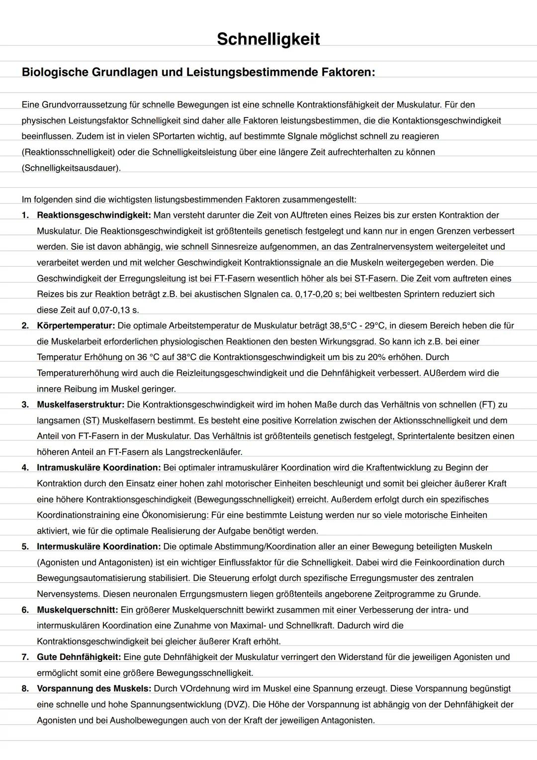 # Schnelligkeit
Inhaltliche Schwerpunkte:
Begriffsbestimmung:
* Definition
* Bedeutung der Schnelligkeit im Sport
Biologische Grundla