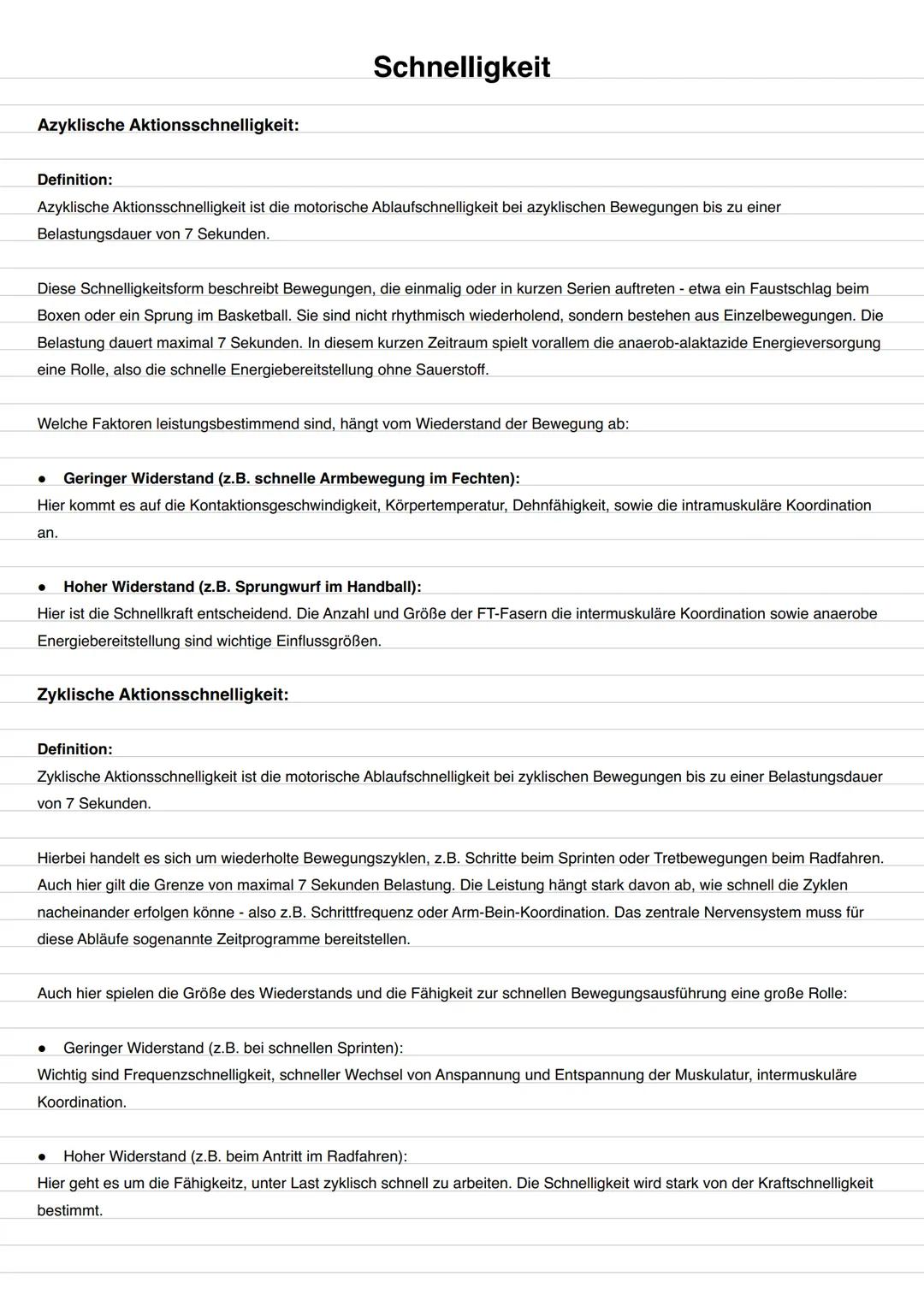 # Schnelligkeit
Inhaltliche Schwerpunkte:
Begriffsbestimmung:
* Definition
* Bedeutung der Schnelligkeit im Sport
Biologische Grundla