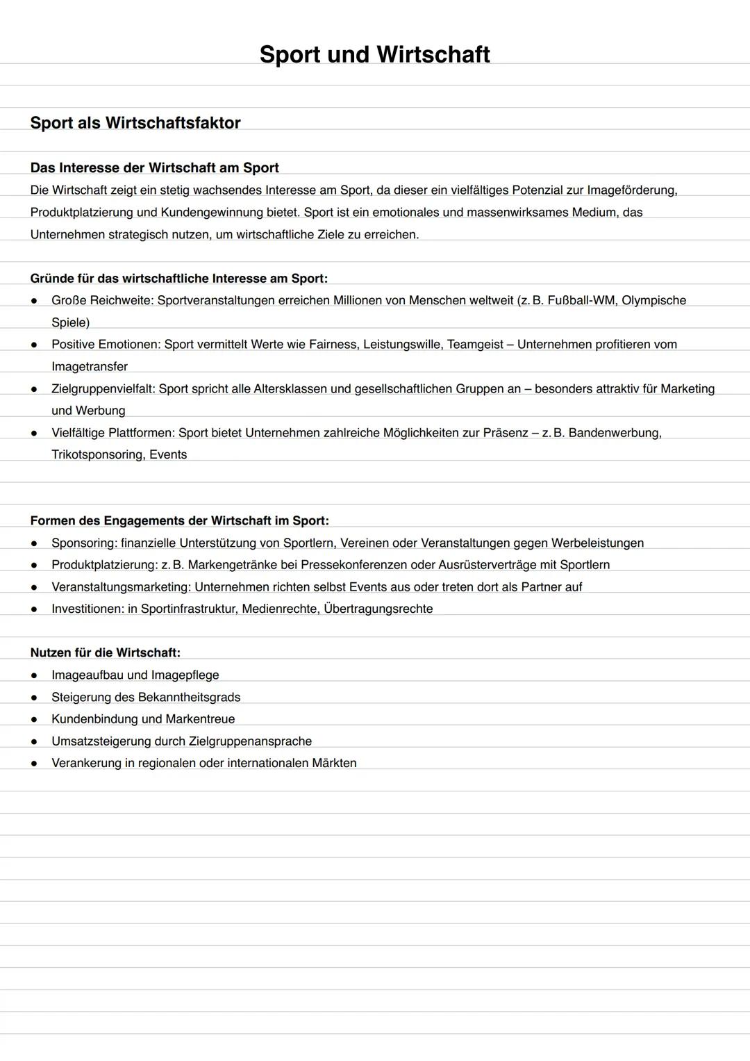 # Sport und Wirtschaft
Inhaltliche Schwerpunkte
Sport als Wirtschaftsfaktor
* Das Interesse der Wirtschaft am Sport
* „Das magische D