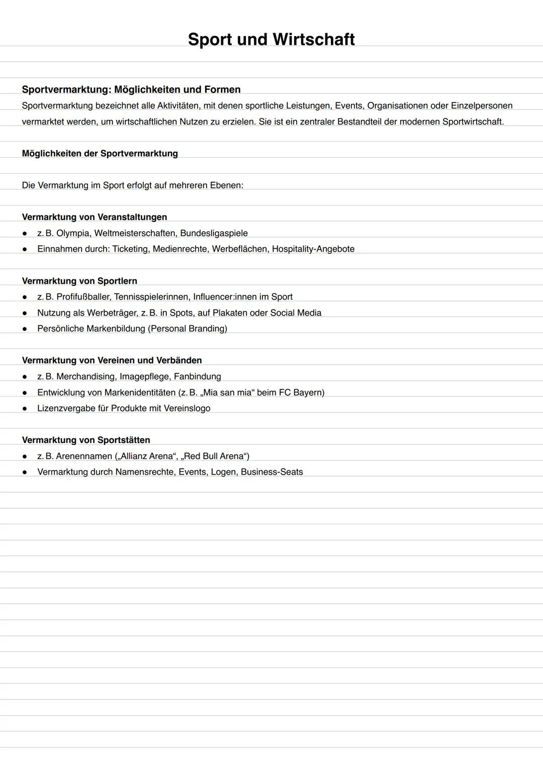 # Sport und Wirtschaft
Inhaltliche Schwerpunkte
Sport als Wirtschaftsfaktor
* Das Interesse der Wirtschaft am Sport
* „Das magische D
