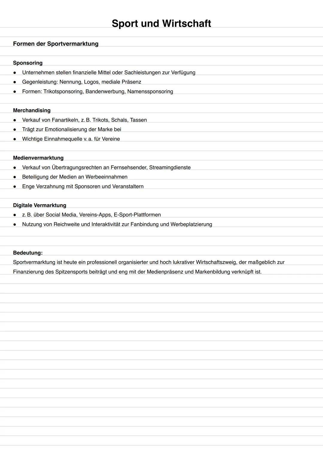 # Sport und Wirtschaft
Inhaltliche Schwerpunkte
Sport als Wirtschaftsfaktor
* Das Interesse der Wirtschaft am Sport
* „Das magische D