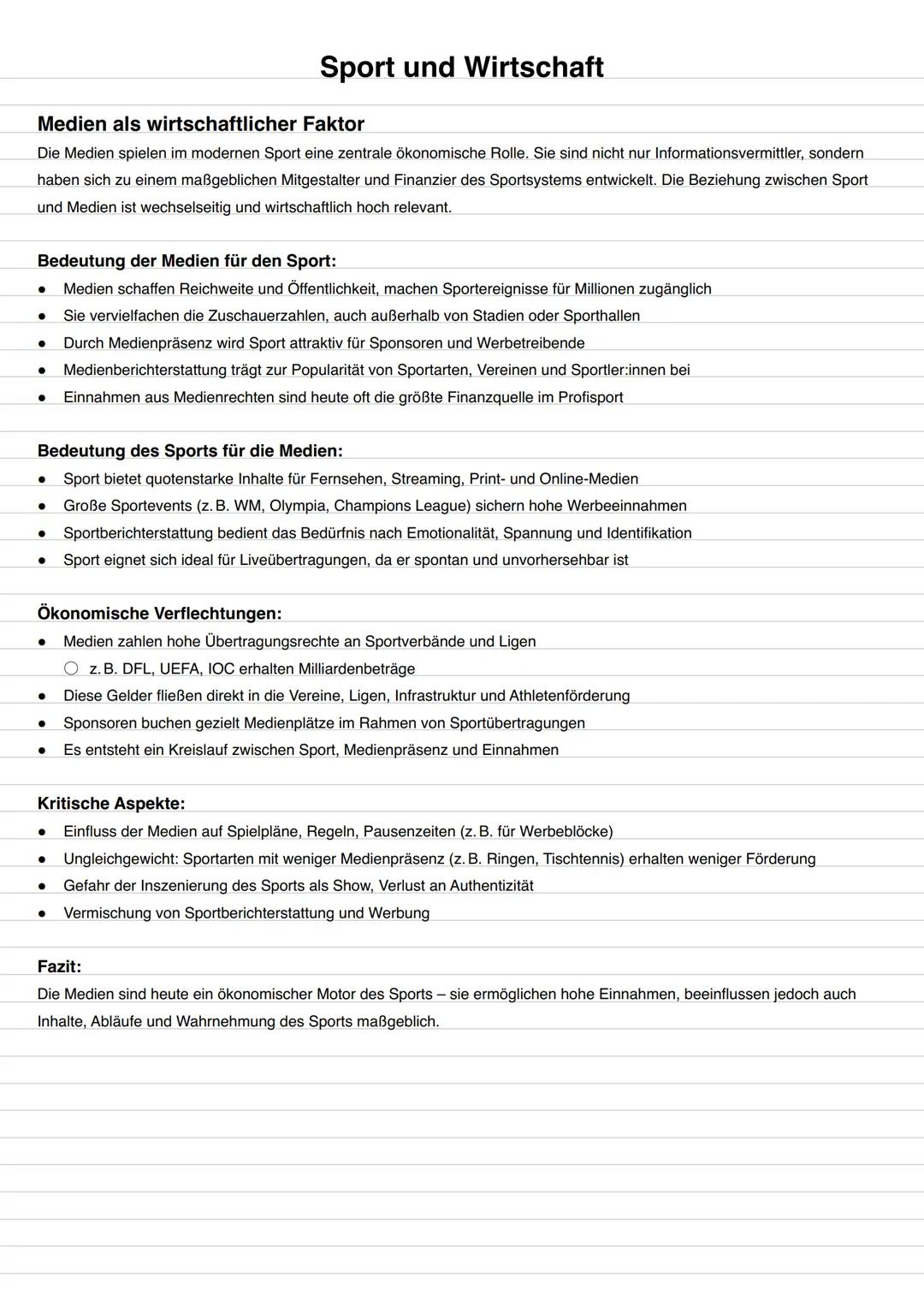# Sport und Wirtschaft
Inhaltliche Schwerpunkte
Sport als Wirtschaftsfaktor
* Das Interesse der Wirtschaft am Sport
* „Das magische D