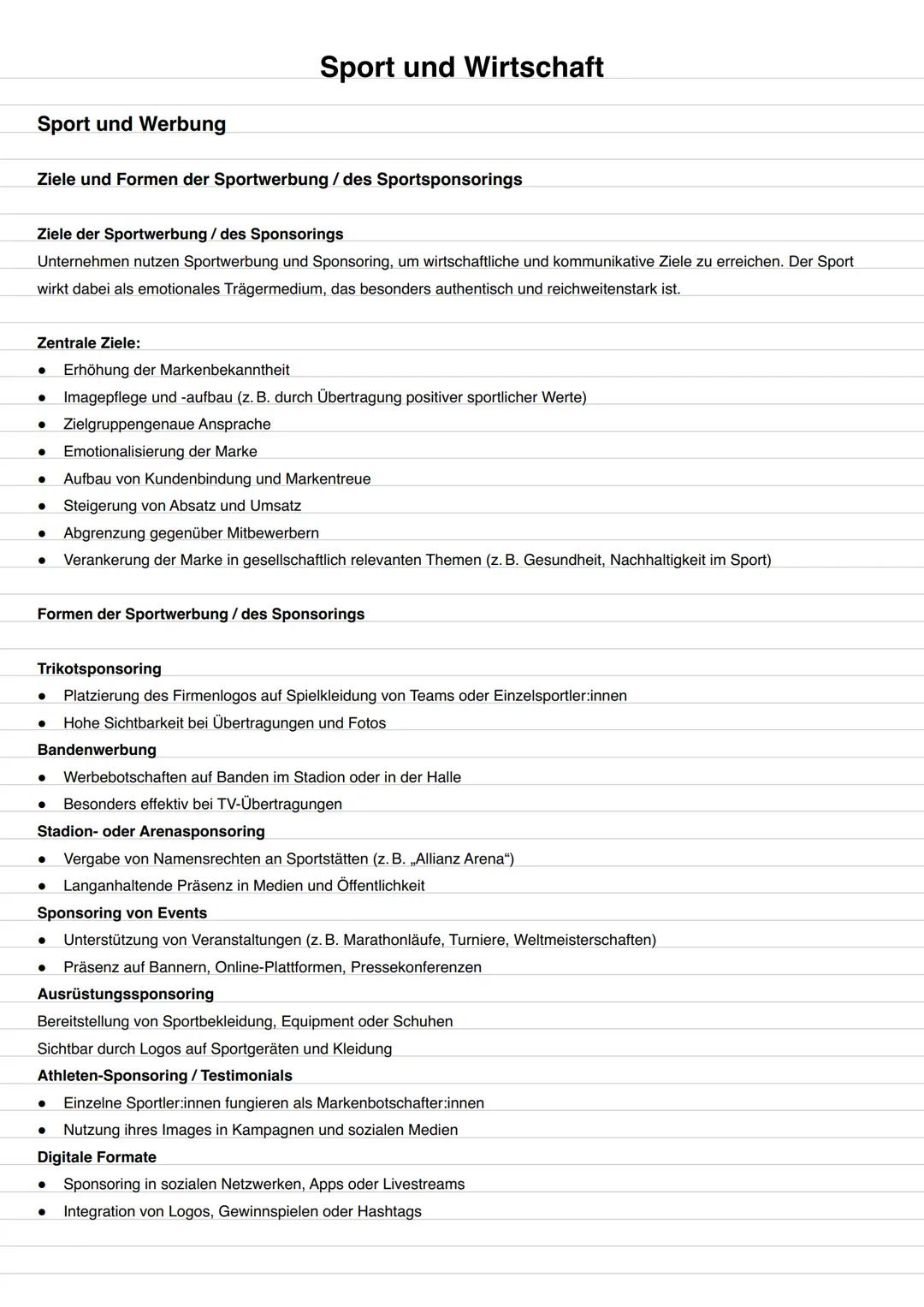 # Sport und Wirtschaft
Inhaltliche Schwerpunkte
Sport als Wirtschaftsfaktor
* Das Interesse der Wirtschaft am Sport
* „Das magische D