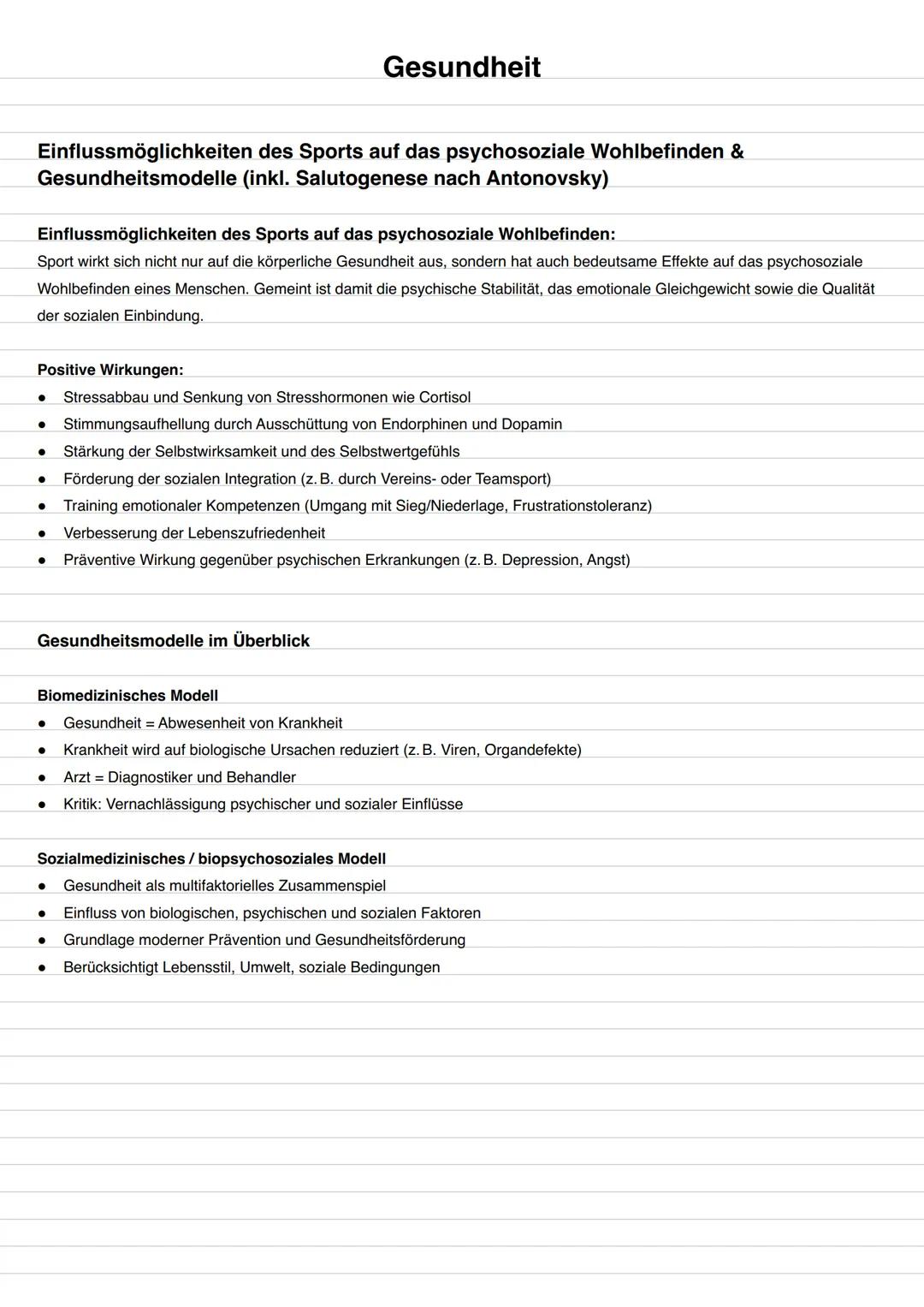 # Möglichkeiten und Grenzen des Sports zur Förderung der
Gesundheit
Gesundheitsbegriff/Definition der WHO
Einflussmöglichkeiten auf das ps