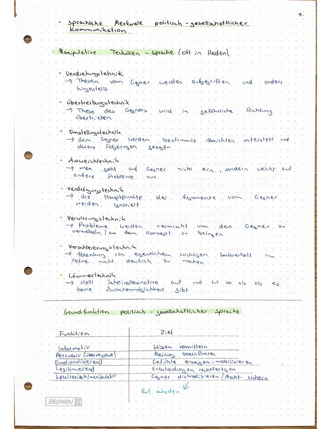 Λ.
Deutsch - Sprache in politisch - gesellschaftlichen Verwendungszusemmenhängen
Funktiowweise von Spreche:
* Kommunikationsmittel (verb