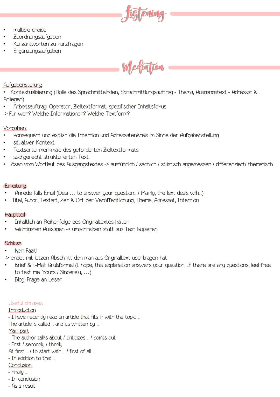 --- OCR Start ---
-> presenting main information in condensed form
> focus on aspect given in task (f.ex. atmosphere)
1 Introduction
• Title