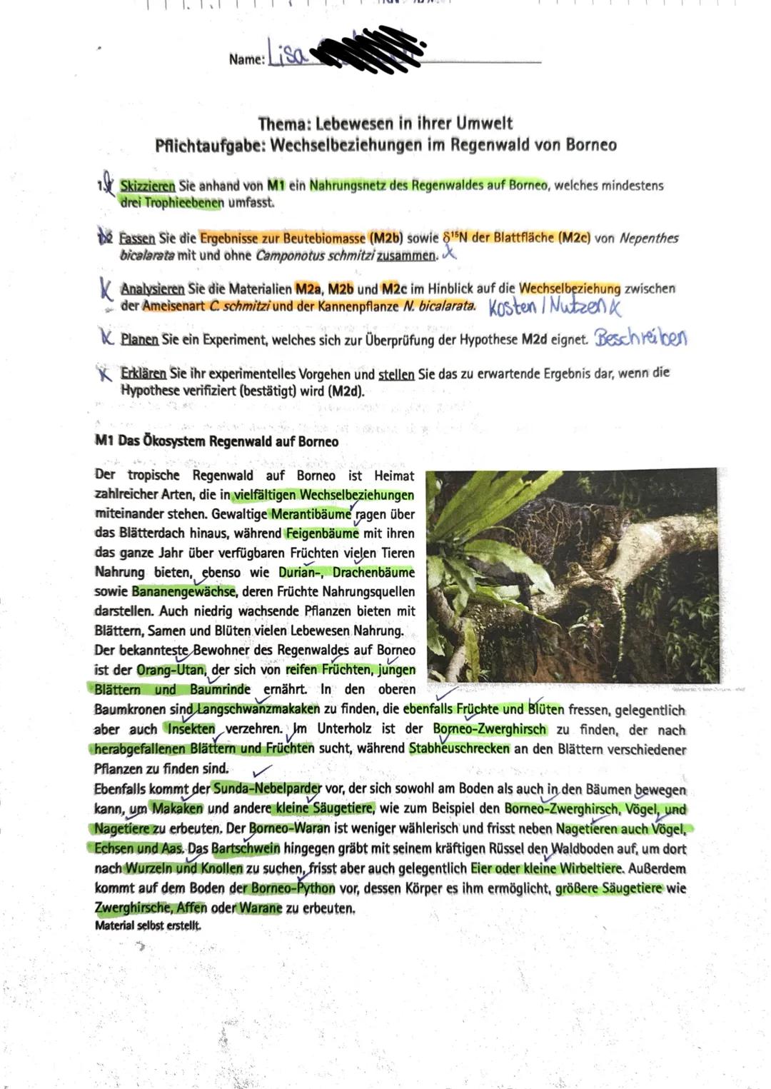 --- OCR Start ---
Biologieklausur Nr.3
Biologie e.A.
19.03.2025
Name: Lisa
Hinweise zur Auswahl
Es müssen insgesamt 2 Aufgaben bearbeitet we