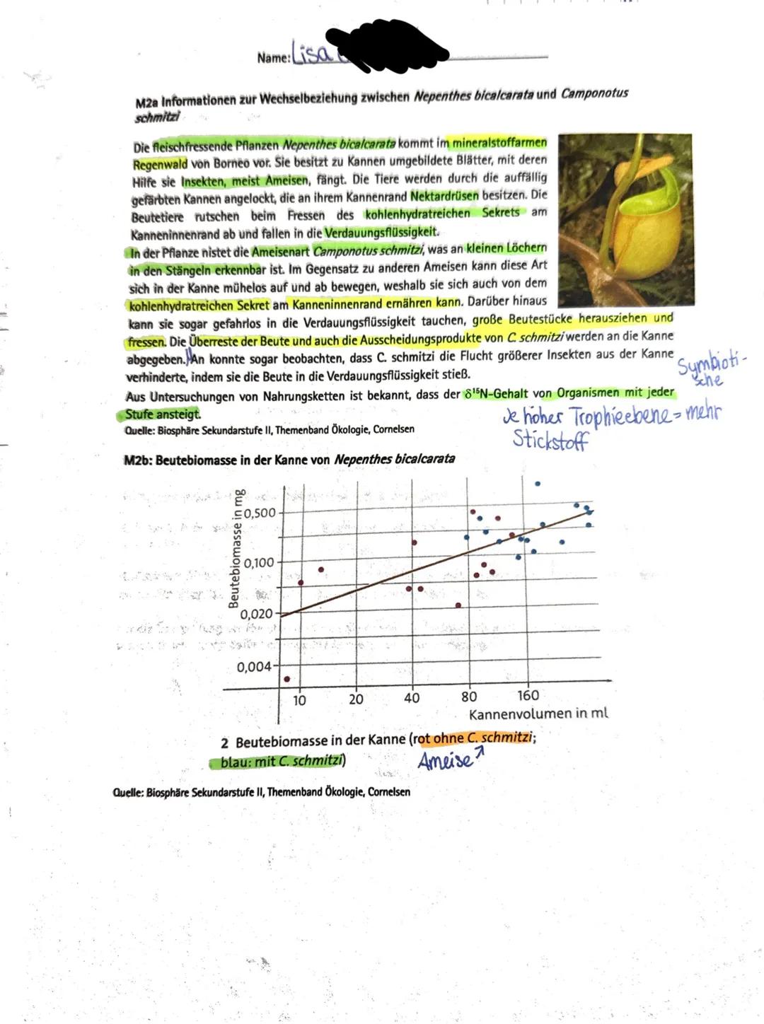 --- OCR Start ---
Biologieklausur Nr.3
Biologie e.A.
19.03.2025
Name: Lisa
Hinweise zur Auswahl
Es müssen insgesamt 2 Aufgaben bearbeitet we