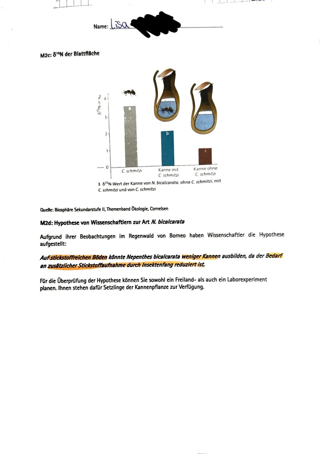 --- OCR Start ---
Biologieklausur Nr.3
Biologie e.A.
19.03.2025
Name: Lisa
Hinweise zur Auswahl
Es müssen insgesamt 2 Aufgaben bearbeitet we