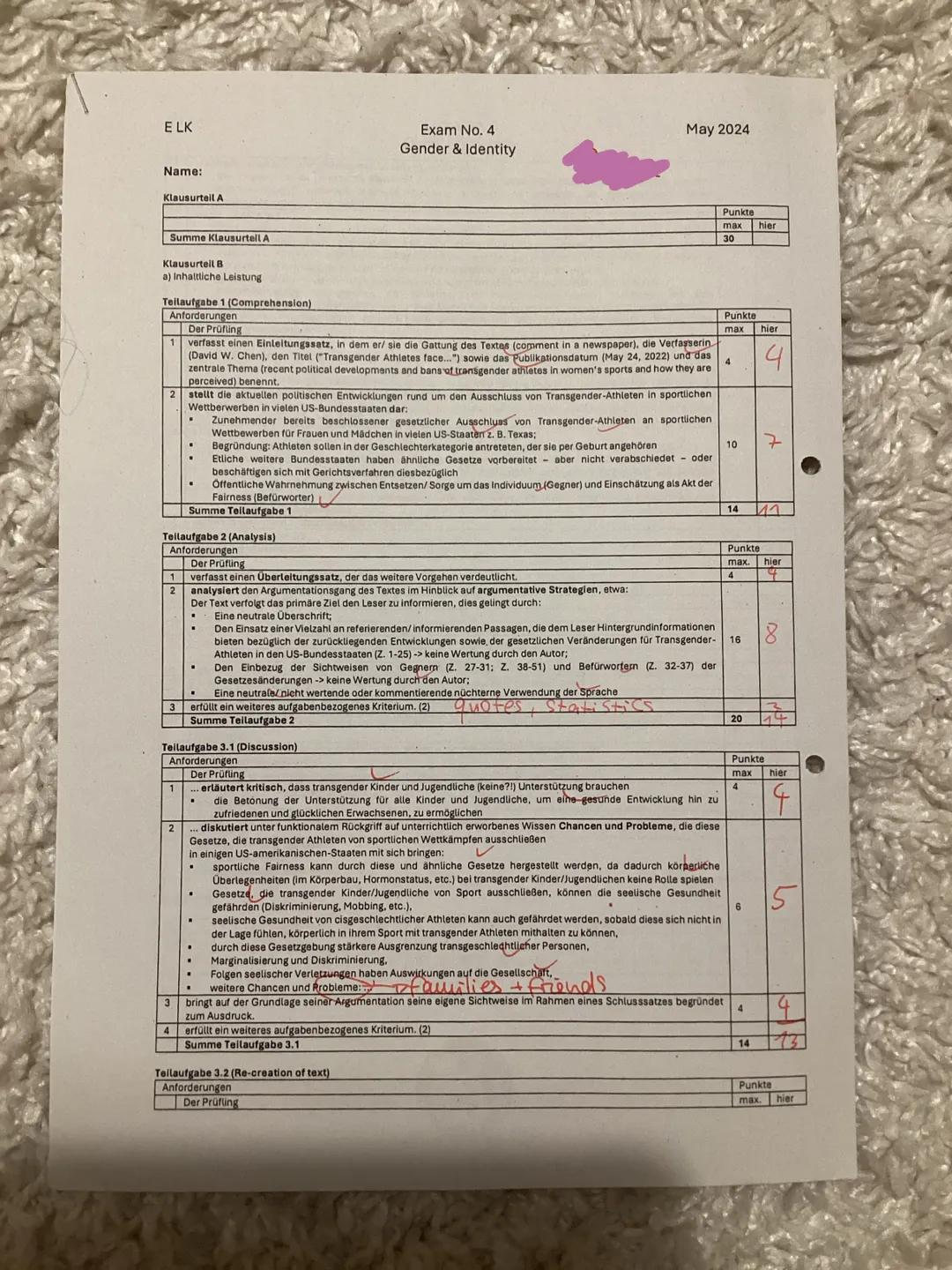 --- OCR Start ---
24.05.2024
Part B:
TASKS:
1) Outline the recent political developments in the USA to ban transgender athletes from
taking