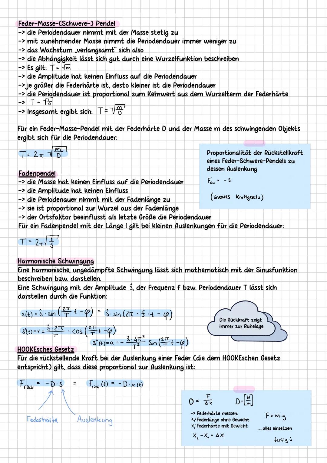 --- OCR Start ---
PHYSIK LERNZETTEL
Schwingungen
Resonanz (Erregerfrequenz etc.)
gekoppelte Schwingungen (Wellen)
Arten von Wellen
stehende