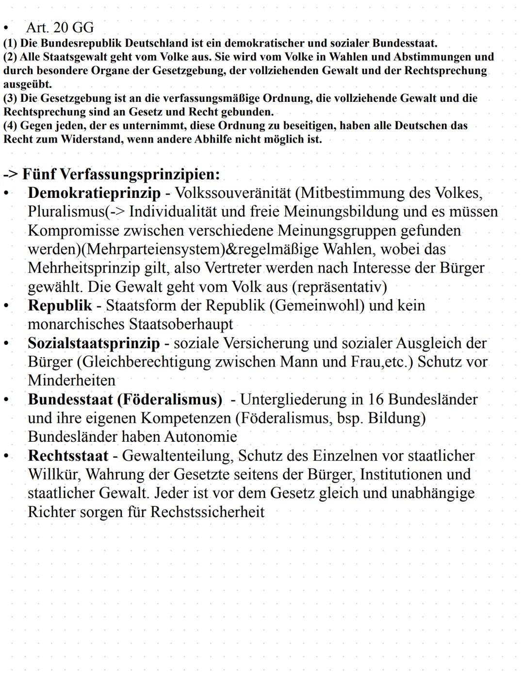 # PoWi - Abitur Lernzettel
Q1.1 Verfassung und Verfassungswirklichkeit: Rechtsstaatlichkeit und
Verfassungskonflikte
DEMOKRATIE: In DE gil