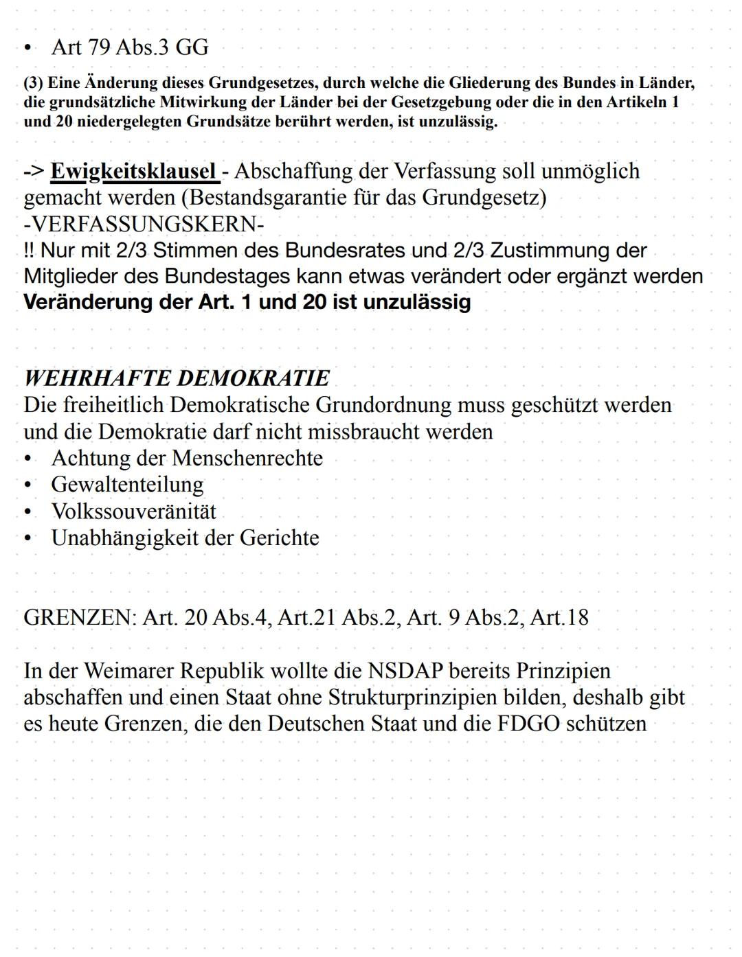 # PoWi - Abitur Lernzettel
Q1.1 Verfassung und Verfassungswirklichkeit: Rechtsstaatlichkeit und
Verfassungskonflikte
DEMOKRATIE: In DE gil