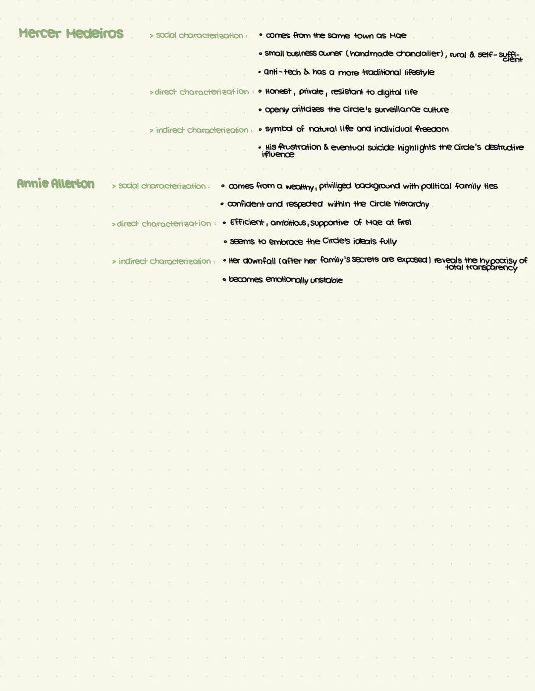 --- OCR Start ---
THE CIRCLE
Hae Holland:
> Social characterization:
> direct characterization
> indirect characterization:
Eamon Bailey: so